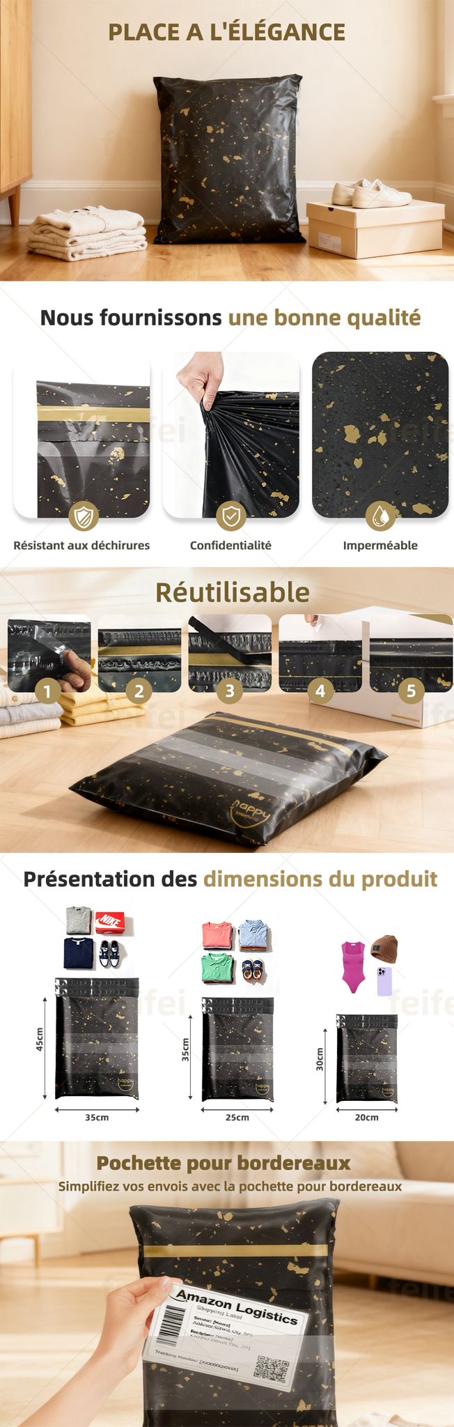 Lot 10 Pochettes Emballage Taille S